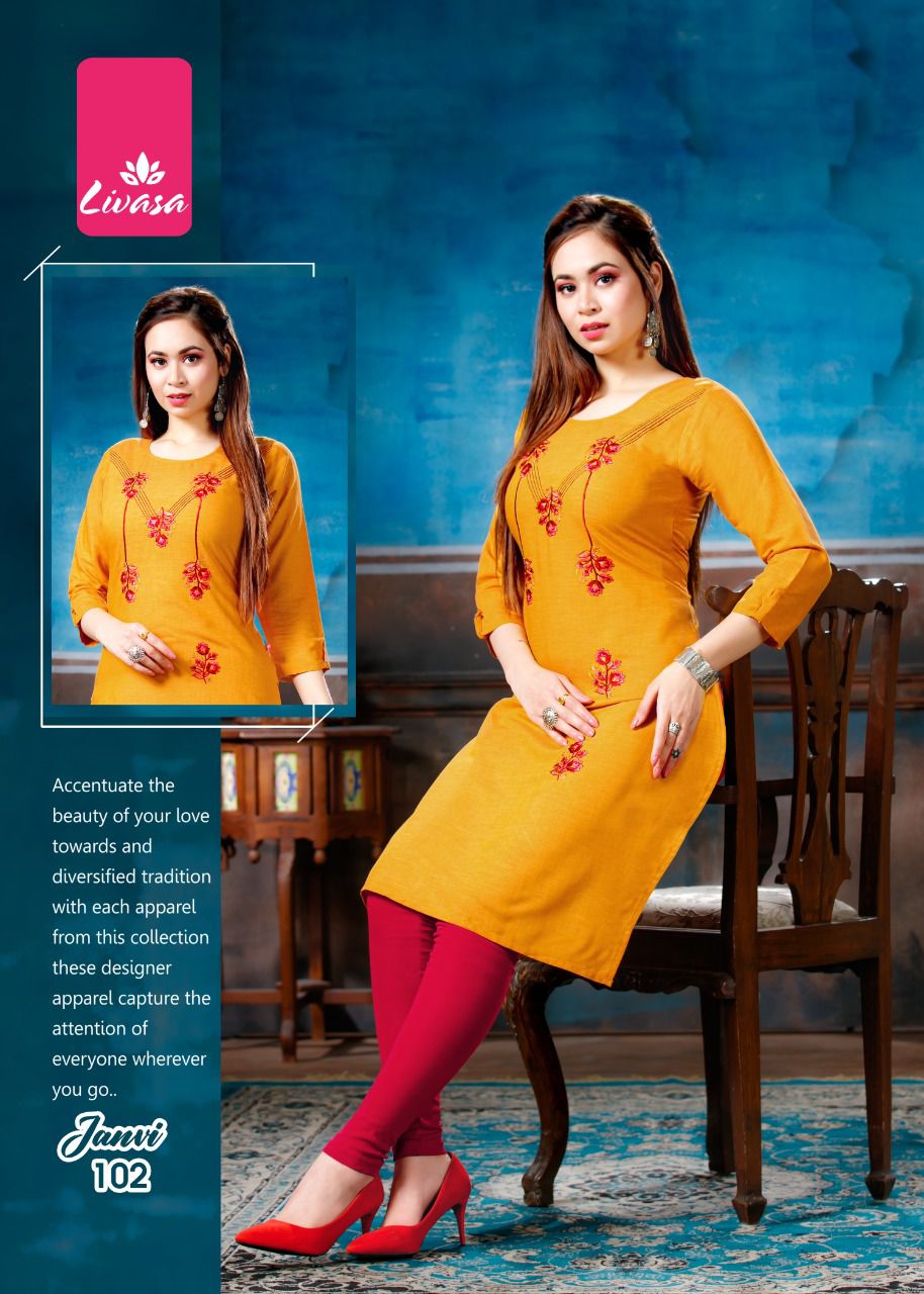 Livasa Janvi Printed Rayon Regular Wear Latest Kurti Collection